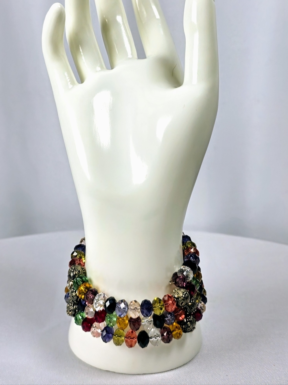 💎Multicolor Crystal Beaded Bracelet Statement Chunky Stretch Glam Boho - Picture 6 of 7